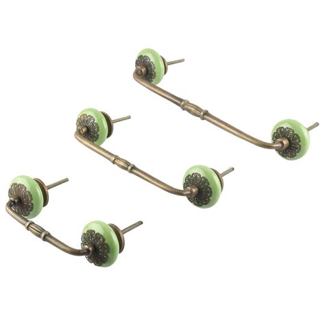 Pea Green Strewn Flat Ceramic Bridge Handle