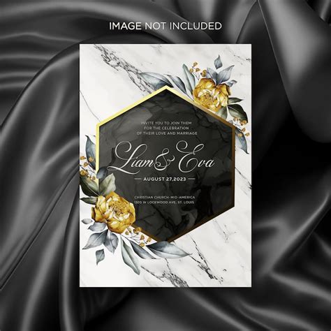 Free vector marble hexagon watercolor invitation | Premium Vector