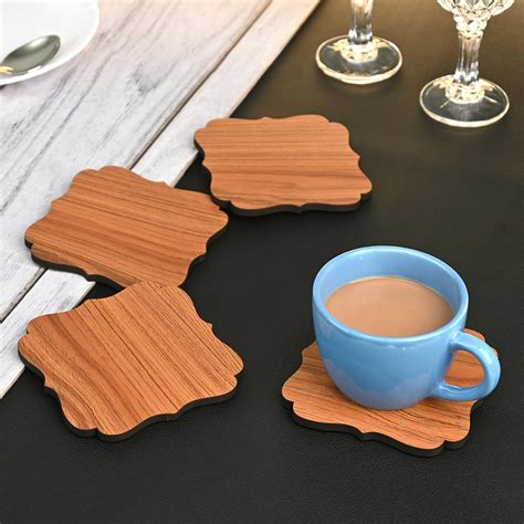 GKD Coaster Set Maharaja Design Premium Wooden Table Coasters with Anti ...
