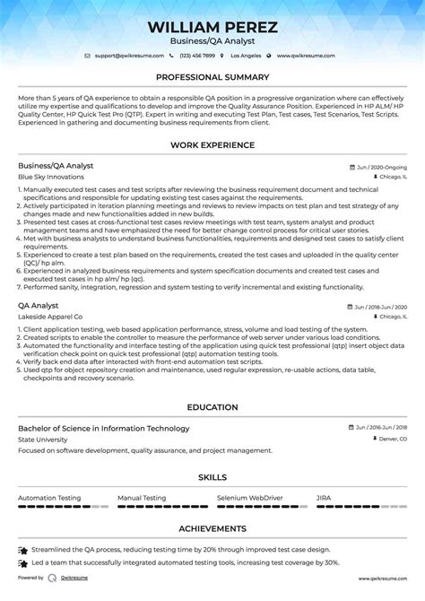 10+ QA Analyst Resume Samples & Templates for 2025