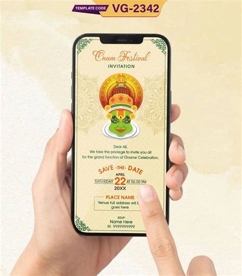 Onam Festival Invitation Card | Traditional Kathakali Face Save the Da ...
