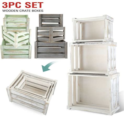 Buy Rustic Wood Nesting Crates Decorative Farmhouse Flower Boxes Wooden ...
