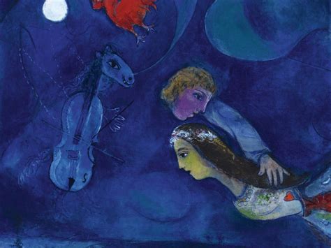 Download wallpaper 1944, RED ROOSTER IN THE NIGHT, MARC CHAGALL ...