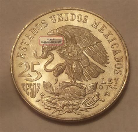 1968 Mexico 25 Pesos Olympics Silver Coin (72 Silver)