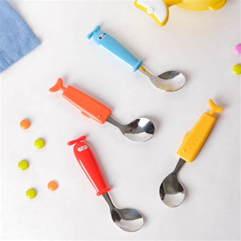 Stainless Steel Kids Feeding Spoon Orange Online - Premium Baby Food ...
