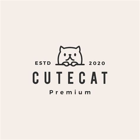 Logo vintage chat mignon | Vecteur Premium