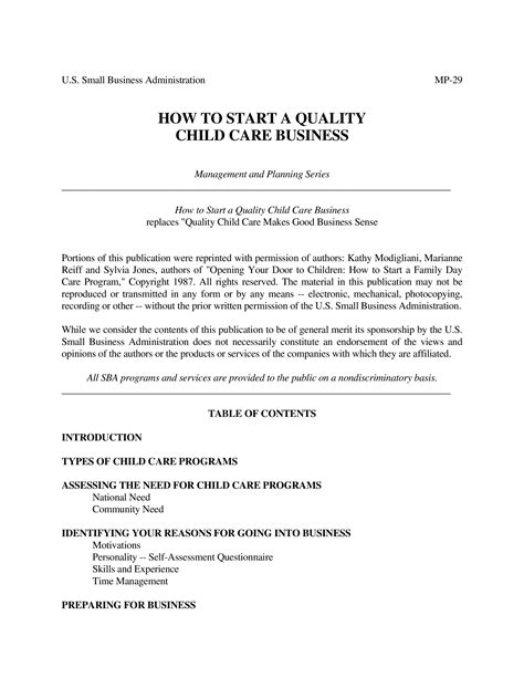 Child Care Business Plan Template 的图像结果