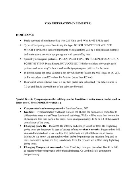 IV Semester - Viva prep - VIVA PREPARATION (IV SEMESTER) IMMITTANCE ...