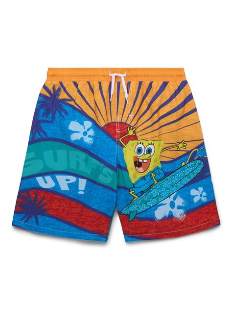 SpongeBob SquarePants Boys’ Swim Trunks with UPF 50+, Sizes 4-12 ...
