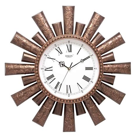 Buy Rikon Quartz Antique Design Wooden Finish Plastic Round Shape Wall ...