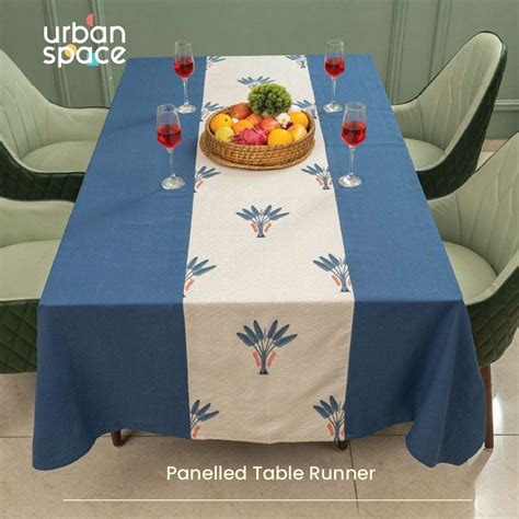Cotton Dining Table Cover, Table Cloth with Panelled design - Palm ...
