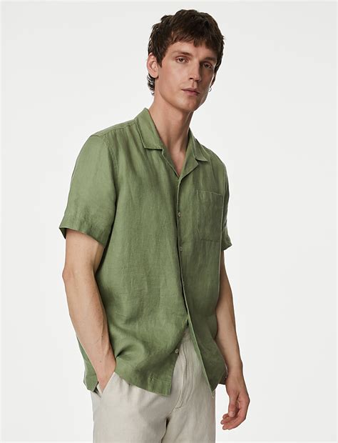 Buy Pure Linen Cuban Collar Shirt at Marks & Spencer