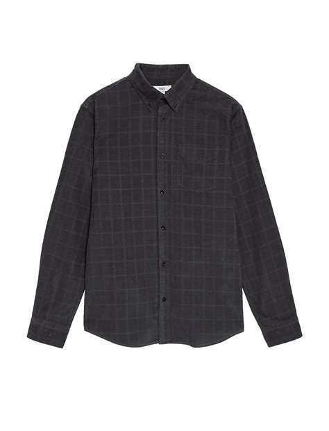 Buy Pure Cotton Corduroy Check Shirt at Marks & Spencer