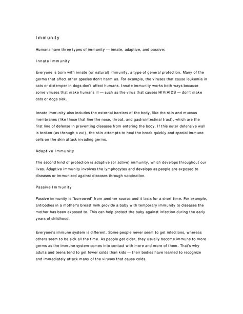 Immune System - By S.S.Priyadharshini - I m m u n i t y ####### Hum ans ...