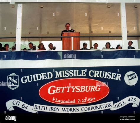 Senator George J. Mitchell, (D-Maine), speaks during the christening ...