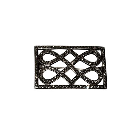 vintage silver marcasite rectangle brooch | NOIR ONLINE