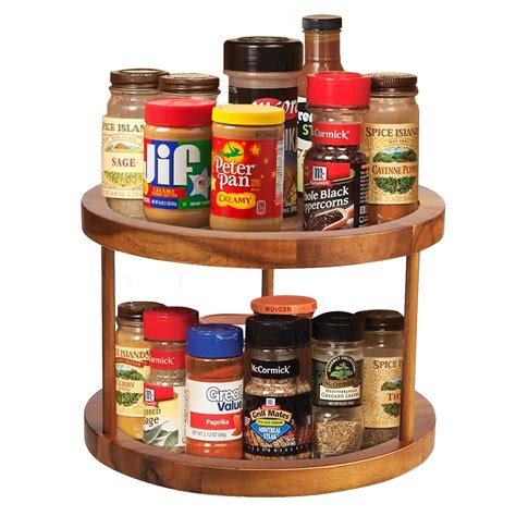 Buy AIDEA 10" Acacia Wood Lazy Susan Organizer, 2-Tier Lazy Susan ...