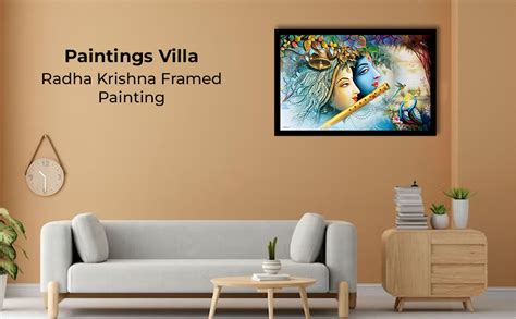 Paintings Villa Radha Krishna Framed Painting (Synthetic Wood, Size ...