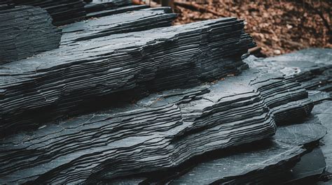 Stacked Layers of Dark Slate Rocks in a Natural Outdoor Setting with ...