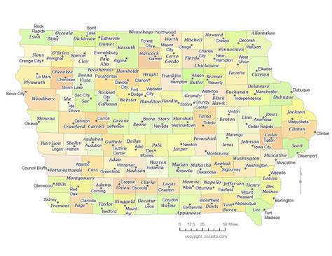 Iowa County Map Map & County Seats (All 99 Counties) | CCCarto