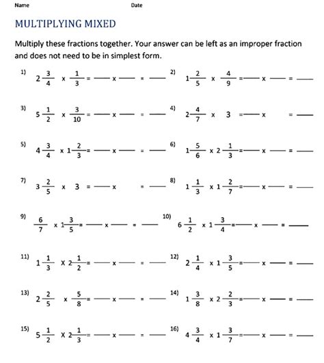 Image result for Mixed Number Multiplication Worksheet