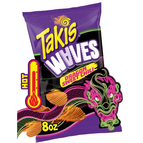 Takis Dragon Sweet Chili Waves 8 oz Sharing Size Bag, Spicy Sweet Chili ...