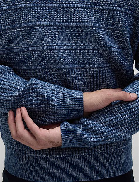 Buy Textured Half Zip Jumper with Wool at Marks & Spencer