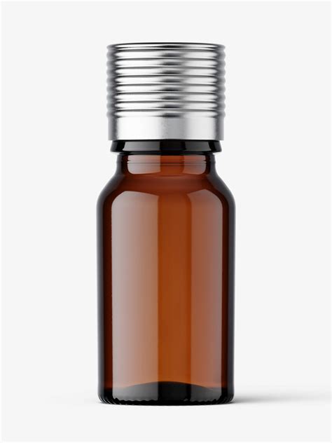 Amber pharmaceutical bottle with silver cap - Mockups Design