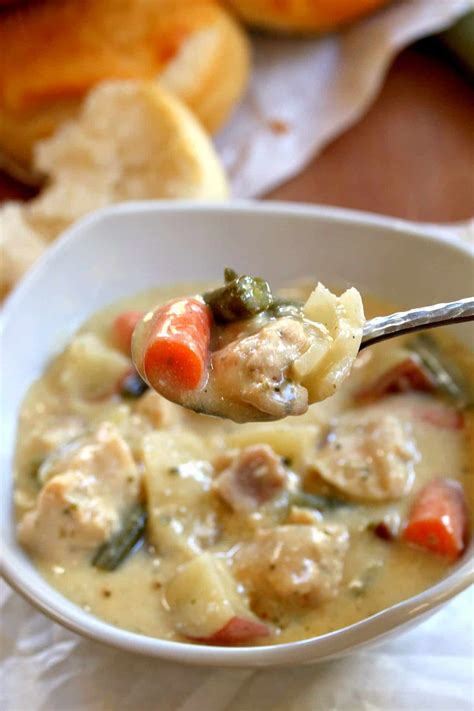 Crock Pot Creamy Chicken Stew - The Cozy Cook