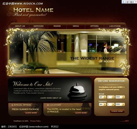 酒店宾馆英文网站模板源码素材免费下载_红动中国