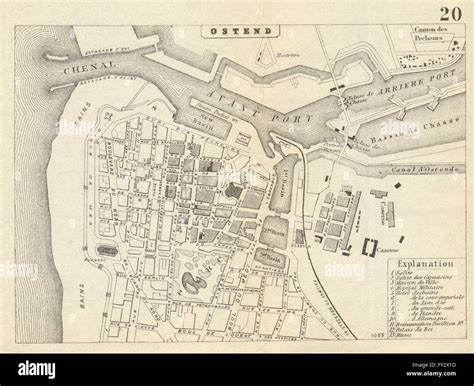 OSTEND OOSTENDE OSTENDE: Antique town plan. City map. Belgium. BRADSHAW ...