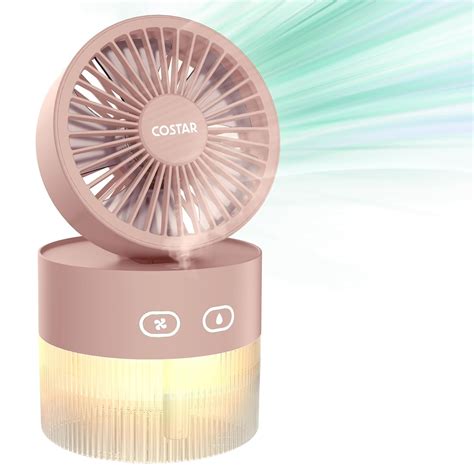 COSTAR Portable Table Fan with Mist Humidify, USB Rechargeable Fan w ...
