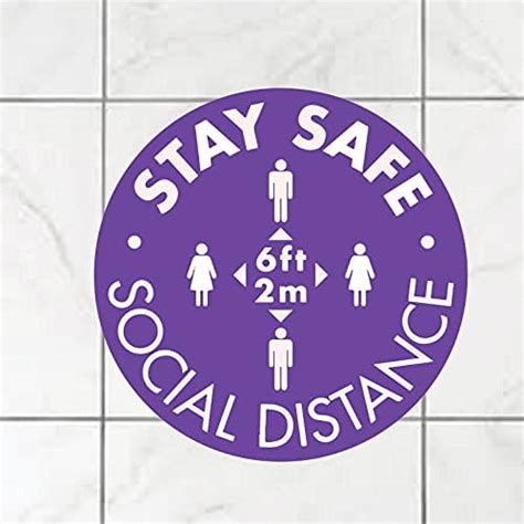 VVWV Stay Safe Social Distancing Floor Marking Sticker for Safety Signs ...