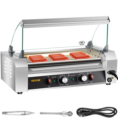 VEVOR Commercial Hot Dog Machine 5/7/11 Rollers w/ Cover Grill Cooker ...