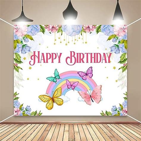 Party Propz Happy Birthday Butterfly Backdrop Banner - Backdrop for ...
