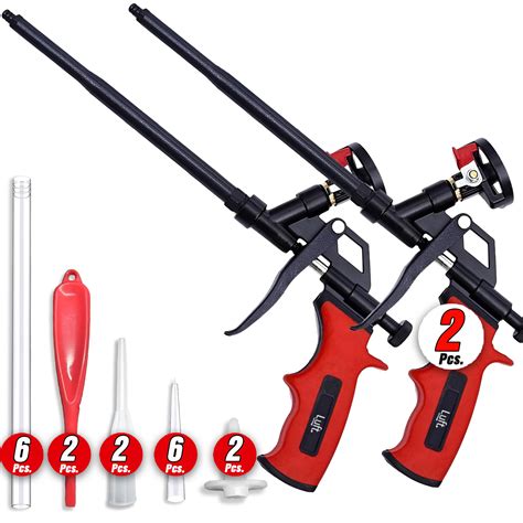 Luft (2 Pack) Spray Foam Insulation Gun (2 Guns + 6 Nozzles) Expanding Dispensing Spray Foam Gun ...