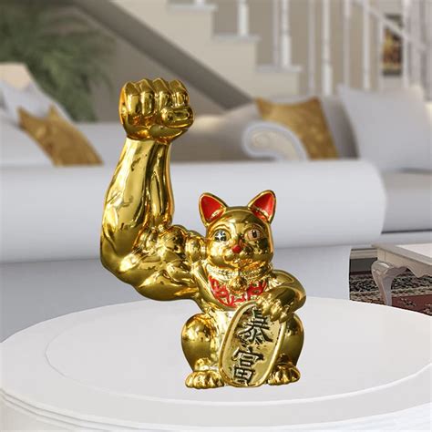Buy Trendy Retail® Lucky Cat Resin Figurine Muscle Animal Sculpture ...