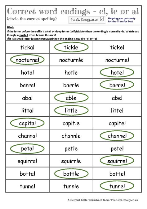 Words With Le Ending