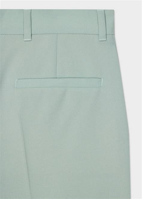 Women's Pale Green Wool Hopsack Trousers