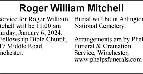 Roger William Mitchell | Obituaries | winchesterstar.com