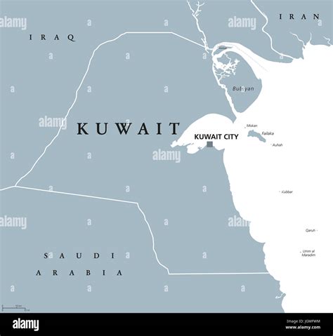 Kuwait political map with capital Kuwait City. State and Arab country ...