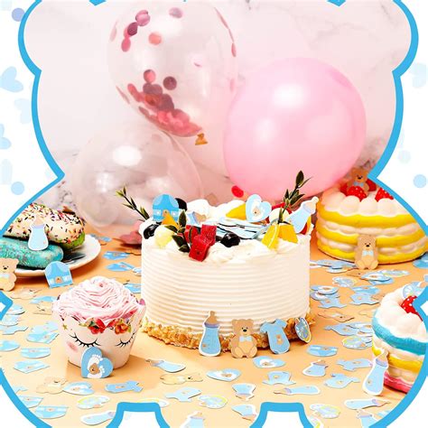 Buy 300 Pieces Bear Shaped Confetti Bear Baby Shower Decorations Blue ...