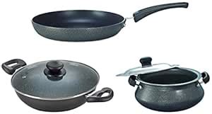 Buy Prestige Aluminium Omega Deluxe Granite Kadhai, 26cm, Black ...