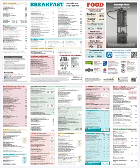 Wetherspoons Menu With Pictures