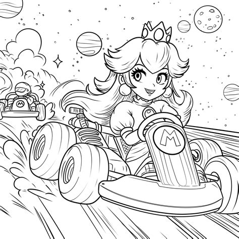 Mario Kart Princess Coloring Pages