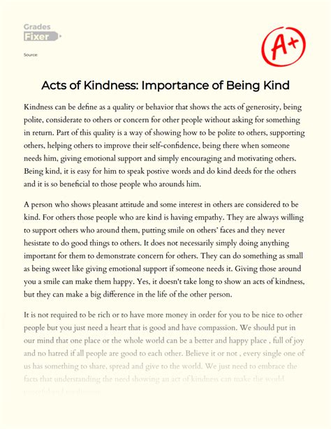 Acts of Kindness: Importance of Being Kind: [Essay Example], 792 words ...
