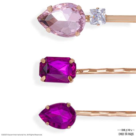 HDC X Emily In Paris Crystal Hair Pins - Light Pink & Purple - Set of ...