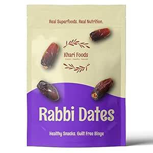 Khari Foods Soft Rabbi Dates, Khajur Dry Fruits, High in Fibre, Energy ...