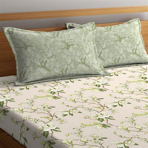 Buy PORTICO Liva - Bloom Printed Cotton King-Size Bedsheet - Set Of 3 ...