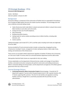 Fillable Online nashville ITS Strategic Roadmap - FY16 - Structured ...